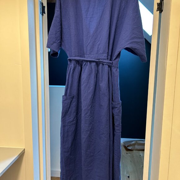 Curator SF NWOT Blue Iris Ainslee Cotton Wrap Dress // Womens 3XL - Picture 3 of 3